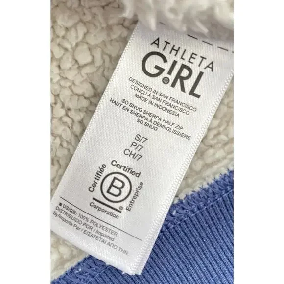 Athleta Girl Size 7 So Snug Sherpa Half Zip Fleece Pullover Pockets - Picture 5 of 6